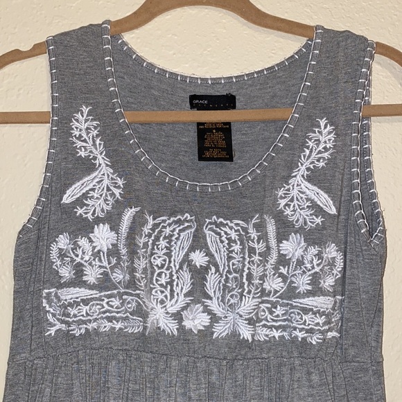 ✨Grace Elements Flowing dress•Grey with White Pattern•Small✨ - Picture 2 of 6